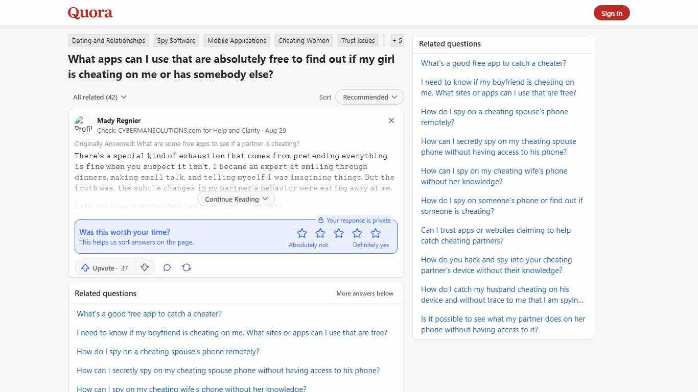 What apps can I use that are absolutely free to find out if my girl is cheating on me or has somebody else? - Quora